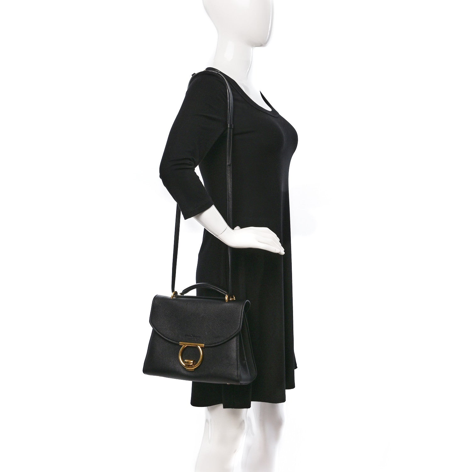 Salvatore Ferragamo Calfskin Small Margot Top Handle Satchel Black 2 of 8