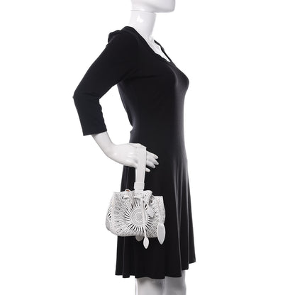 Alaia Calfskin Lux Laser Cut Studded Rose-Marie 19 Bag White 2 of 8