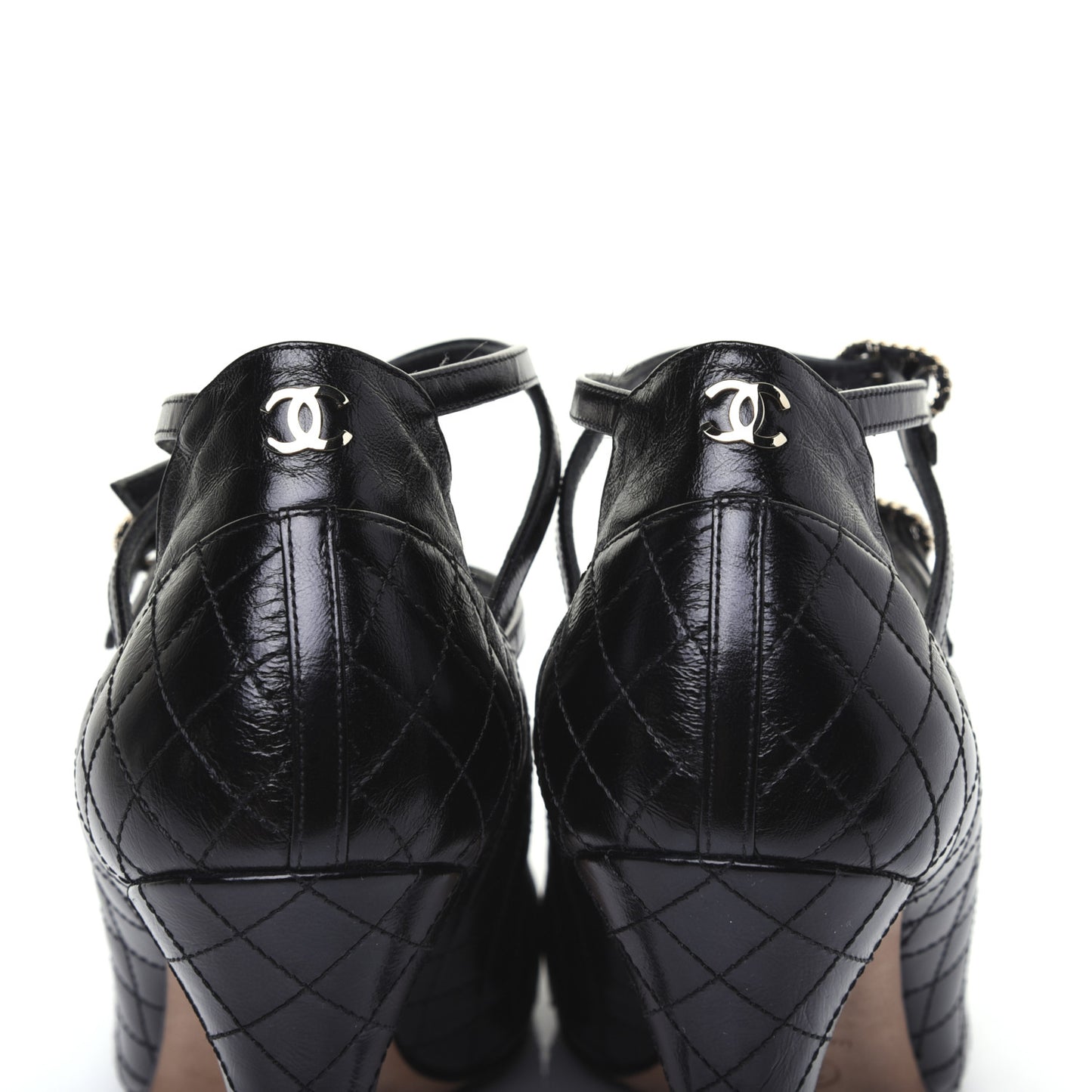 Calfskin Quilted CC Cap Toe Pumps 41 Black