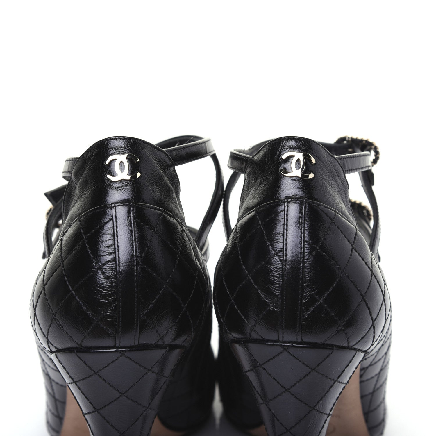 Chanel Calfskin Quilted CC Cap Toe Pumps 41 Black 7 of 20