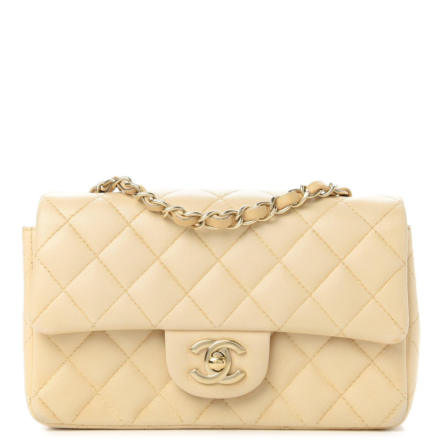Chanel Lambskin Quilted Mini Rectangular Flap Beige 1 of 11