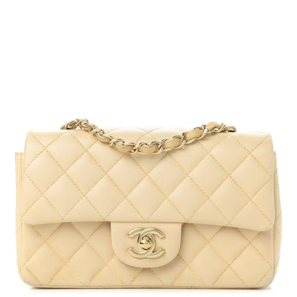 Chanel Lambskin Quilted Mini Rectangular Flap Beige 1 of 11