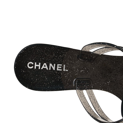 Chanel Jelly Quilted Camellia Thong Sandals 39 Black 4 of 7