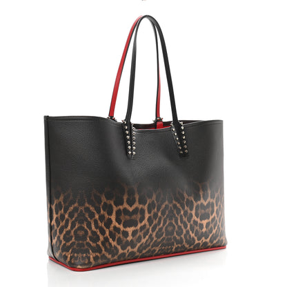 Christian Louboutin Calfskin Degrade Leopard Print Spikes East West Cabata Tote Black Multi 3 of 11