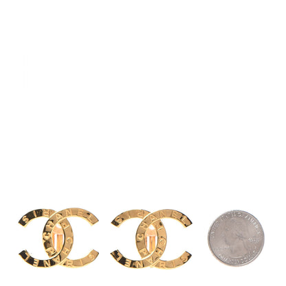 Chanel Metal CC Paris Button Clip On Earrings Gold 2 of 5