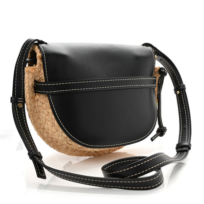 Loewe Calfskin Raffia Gate Crossbody Bag Natural Black 3 of 11
