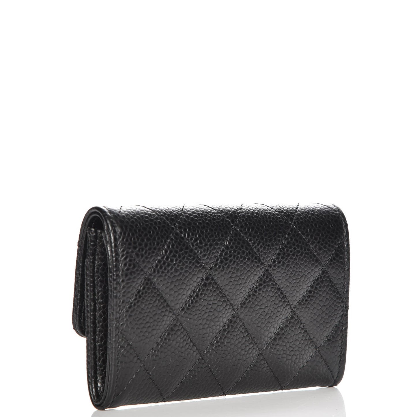 Caviar Quilted Flap Card Holder Black