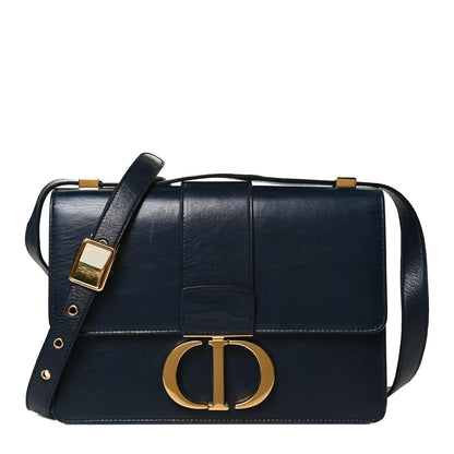 Christian Dior Shiny Crinkled Lambskin 30 Montaigne Flap Bag Indigo 1 of 12