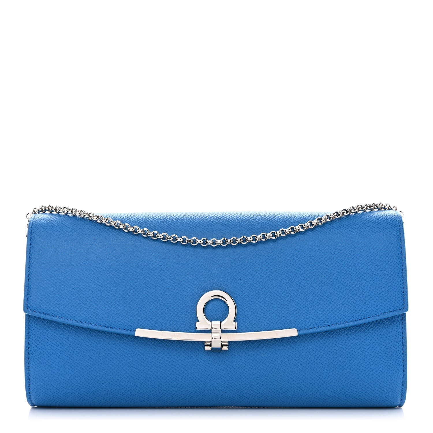 Salvatore Ferragamo Hammered Calfskin Mini Gancini Icona Bag Blue 1 of 10