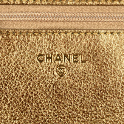 Chanel Distressed Calfskin Quilted Boy Wallet On Chain WOC Gold 7 of 9