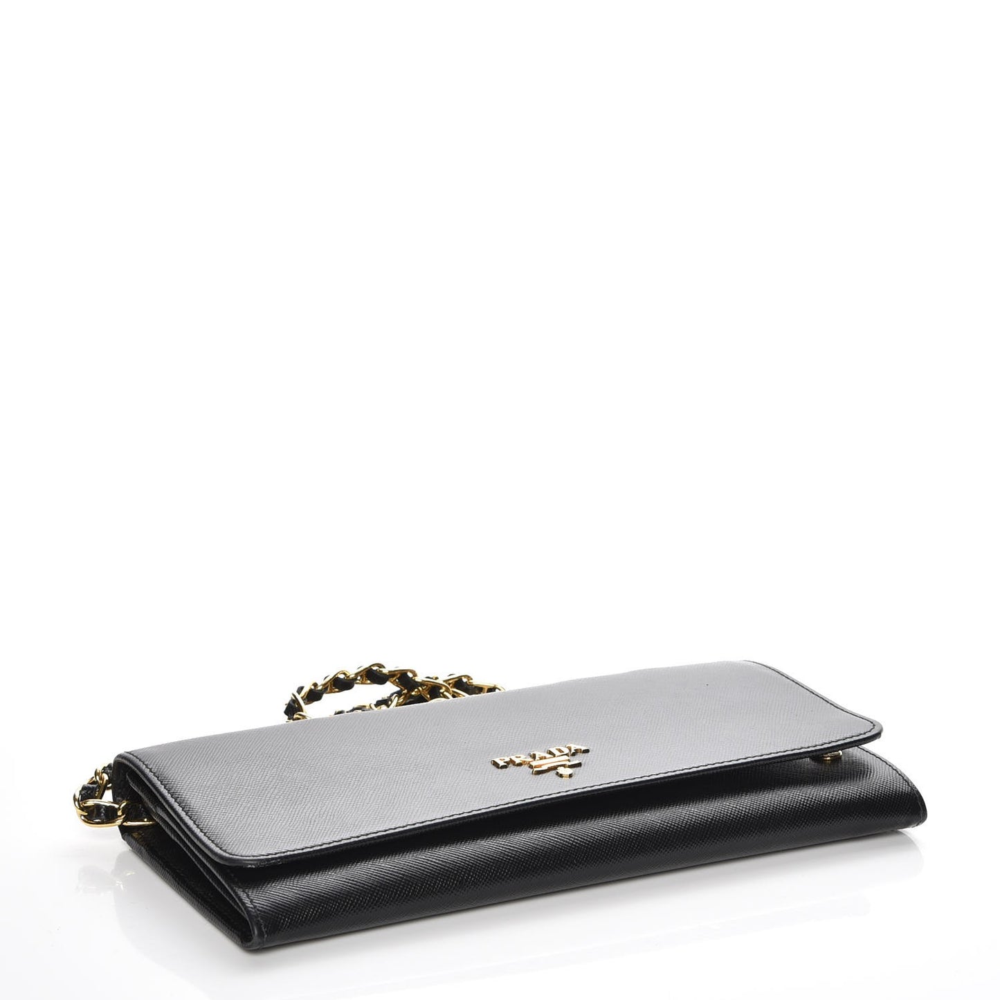 Saffiano Metal Oro Chain Wallet Nero Black
