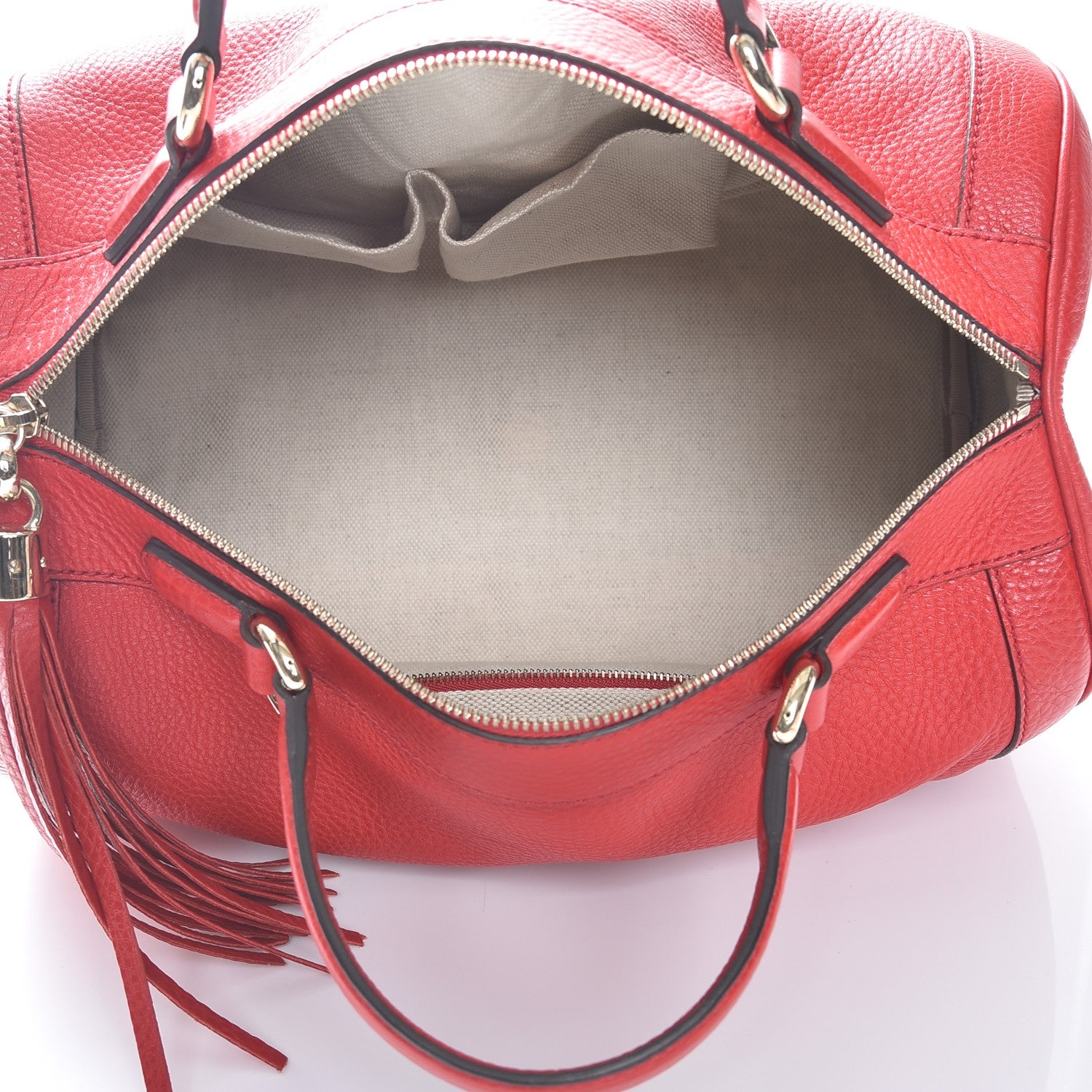 Gucci Pebbled Calfskin Medium Soho Boston Red 5 of 7