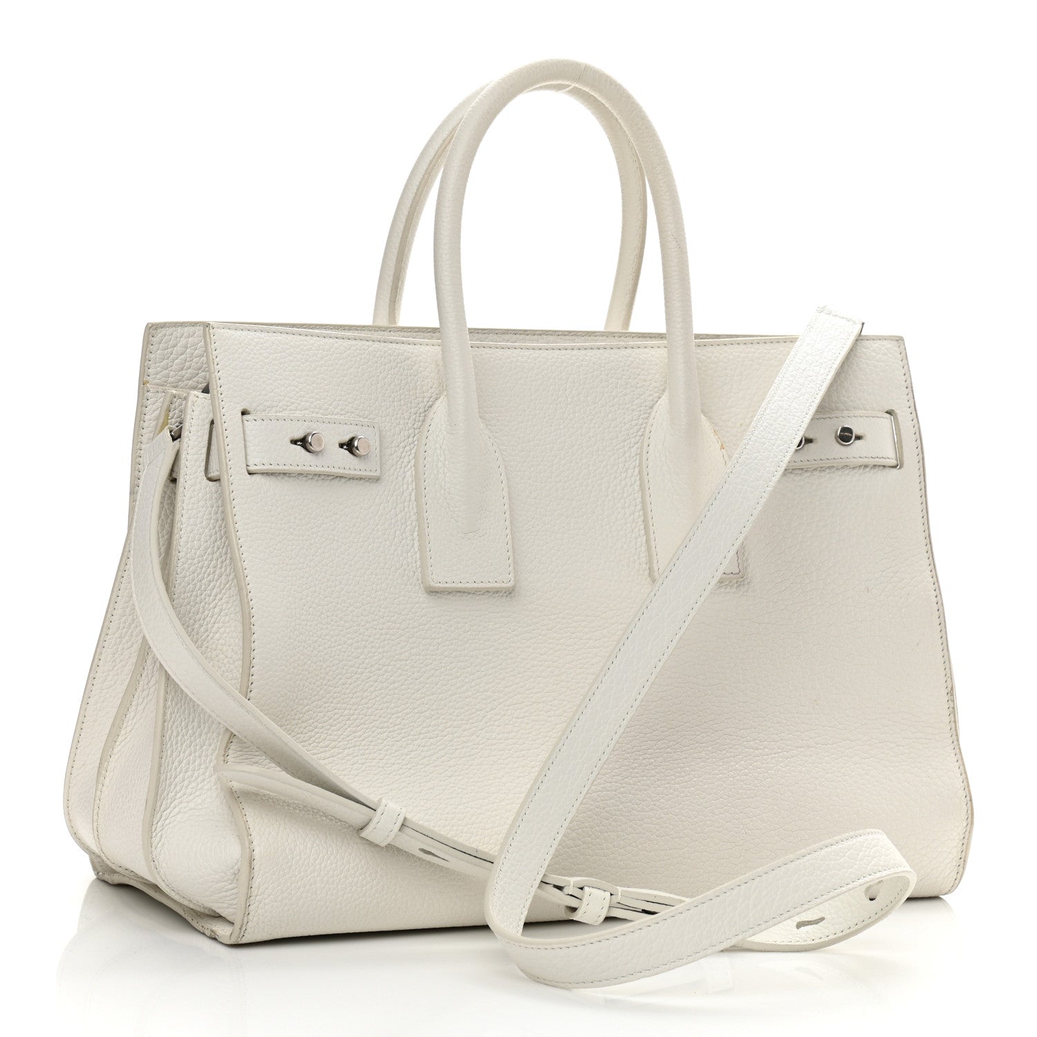 Saint Laurent Grained Calfskin Small Supple Sac De Jour White 2 of 9
