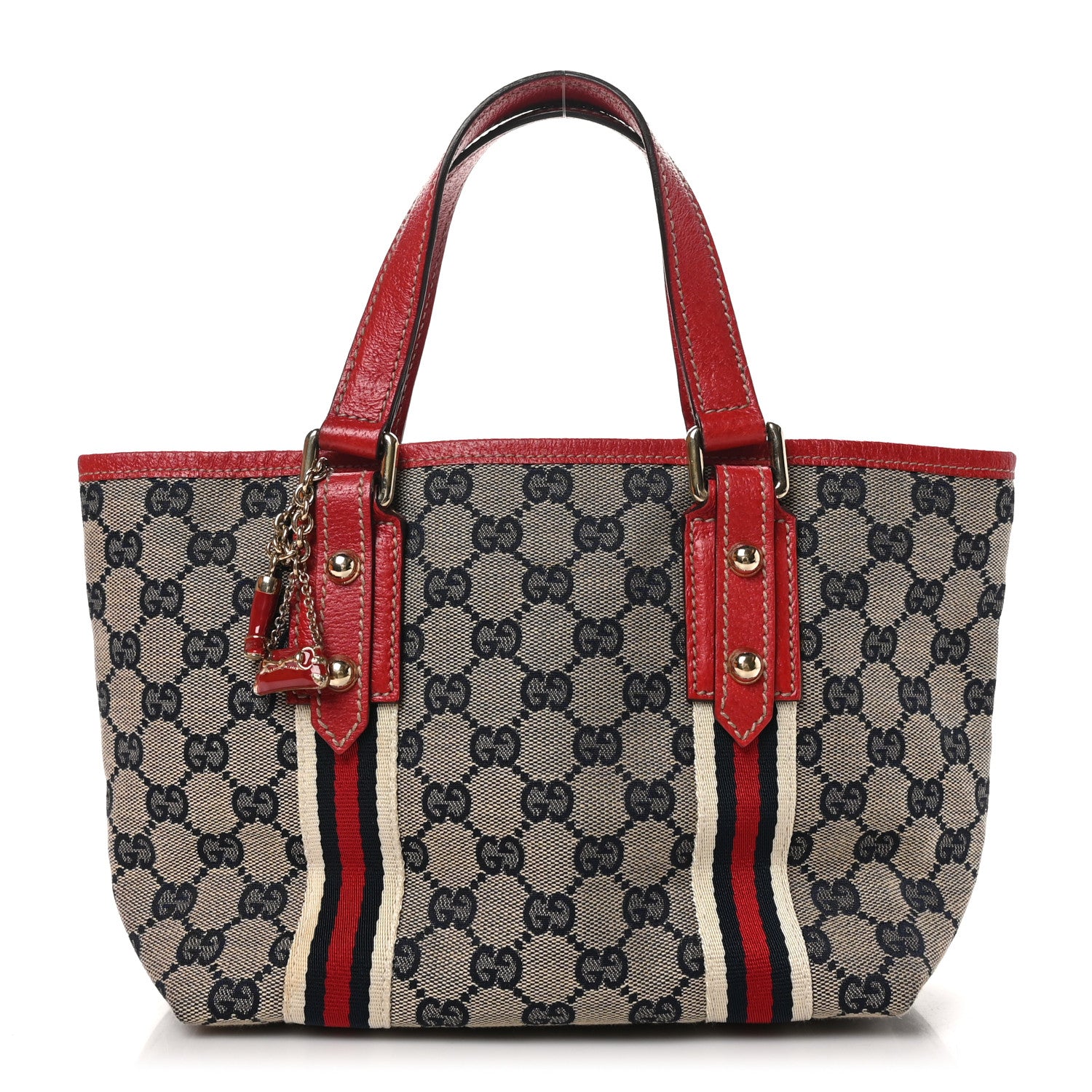 Gucci Monogram Small Jolicoeur Tote Navy Red 1 of 10