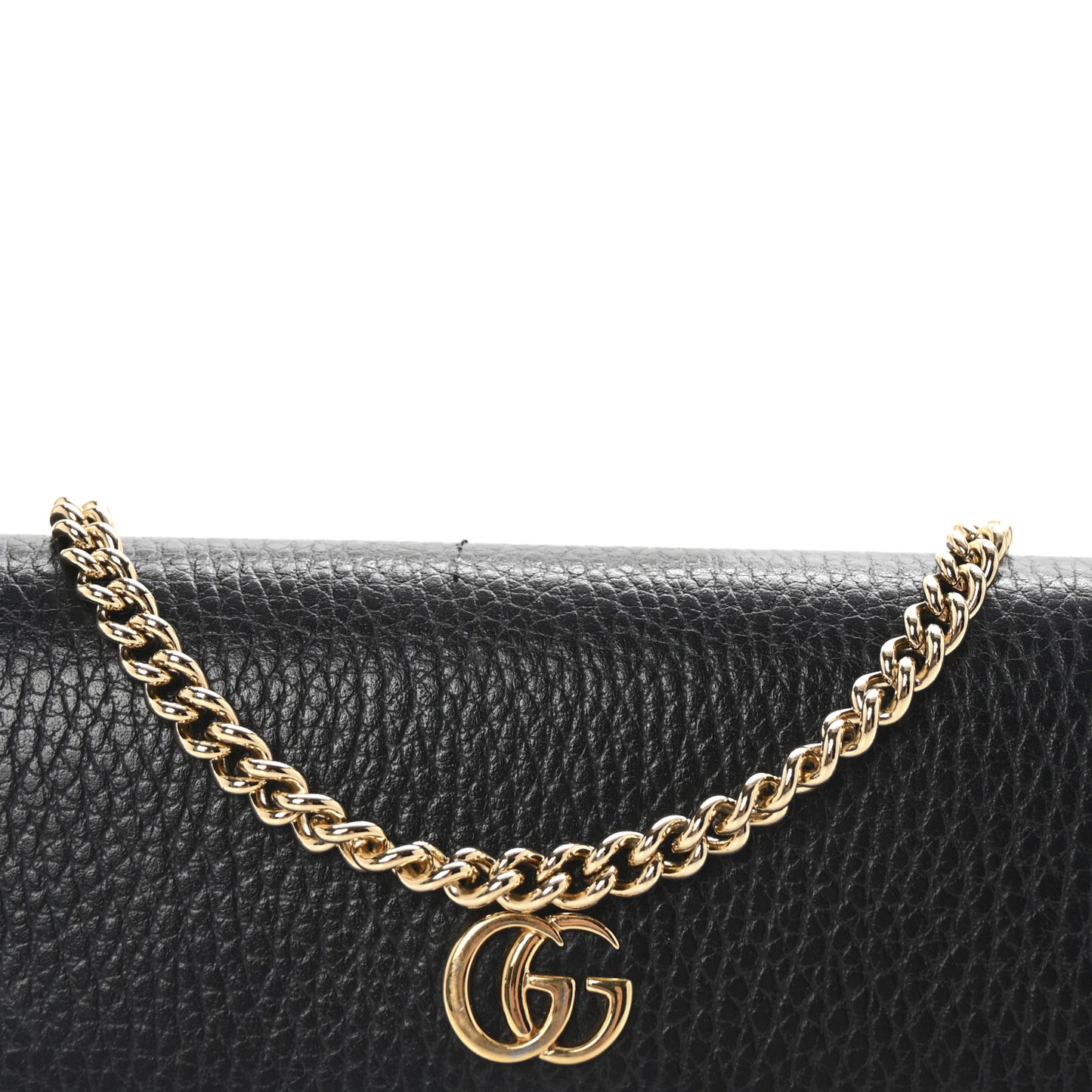 Dollar Calfskin GG Supreme Monogram Petite GG Marmont Wallet Chain Bag Black Beige Ebony