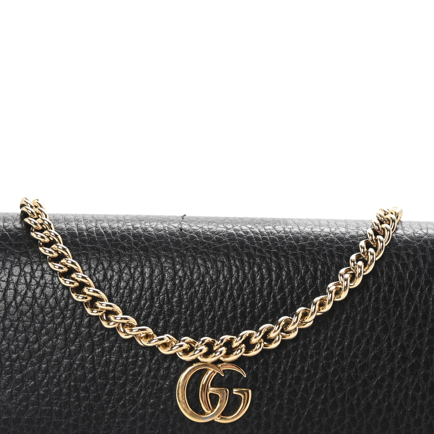 Gucci Dollar Calfskin GG Supreme Monogram Petite GG Marmont Wallet Chain Bag Black Beige Ebony 8 of 11
