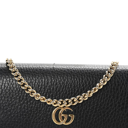 Gucci Dollar Calfskin GG Supreme Monogram Petite GG Marmont Wallet Chain Bag Black Beige Ebony 8 of 11