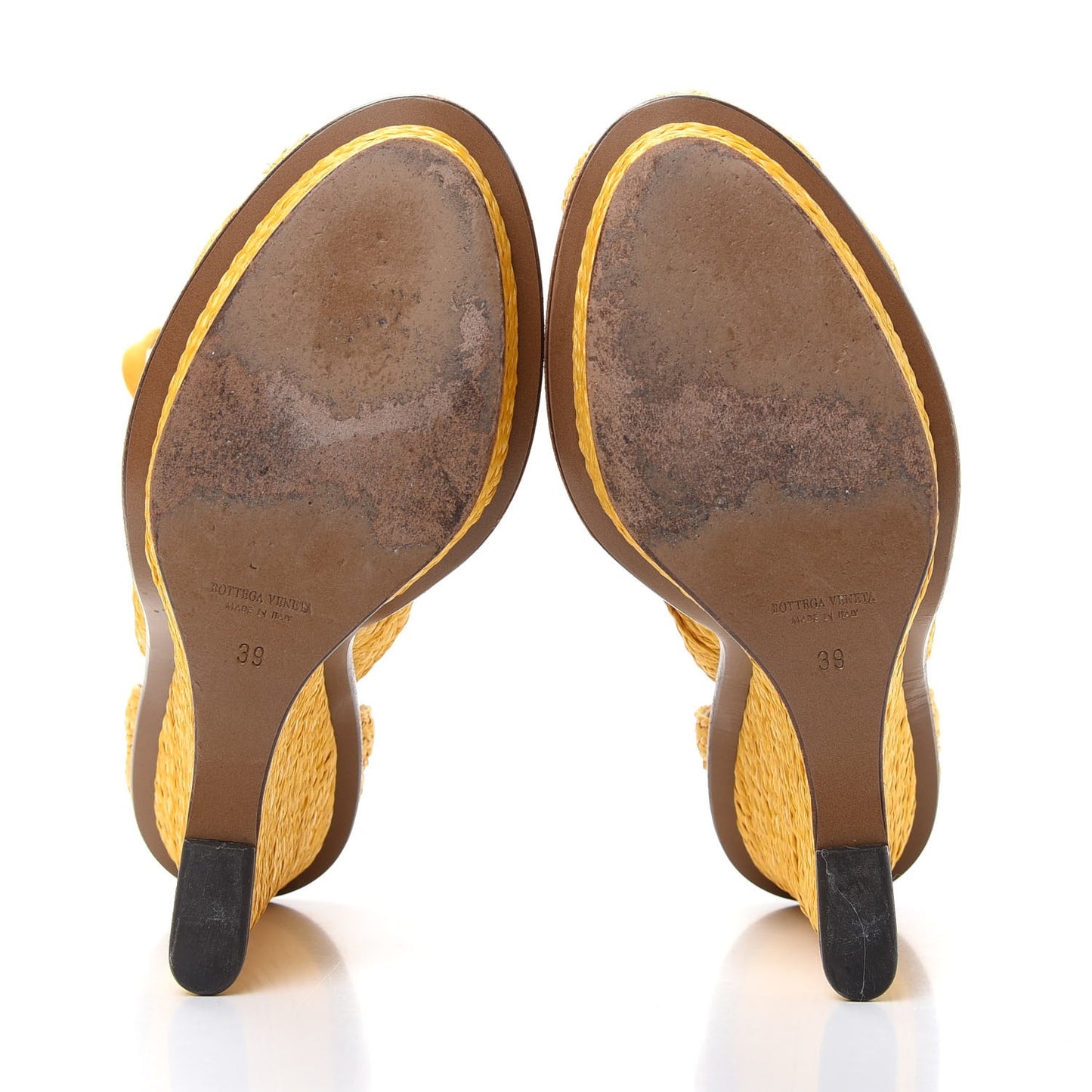 Raffia Braided Wedge Sandals 39 Yolk