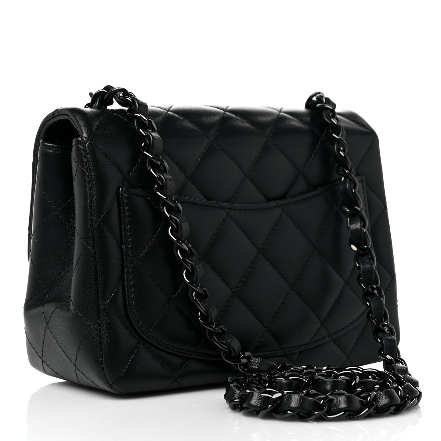 Lambskin Quilted Mini Square Flap So Black