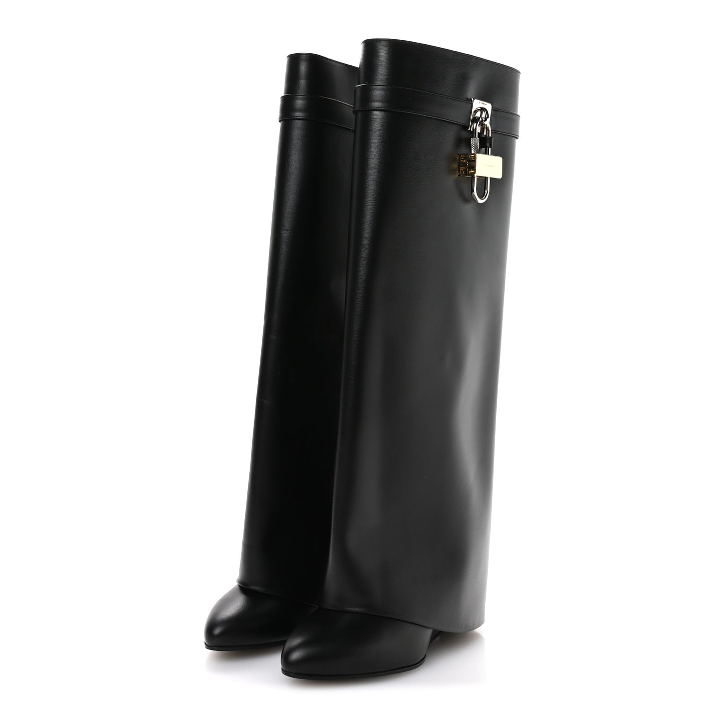 Calfskin Shark Lock Wide Fit Pant Boots 37 Black