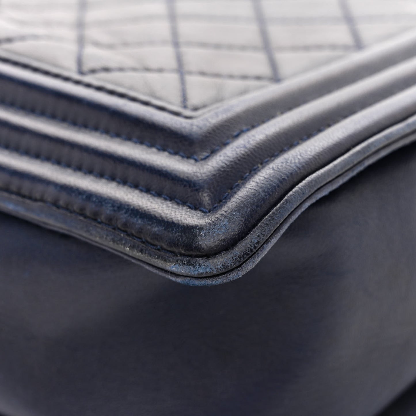 Lambskin Quilted New Medium Boy Flap Dark Blue