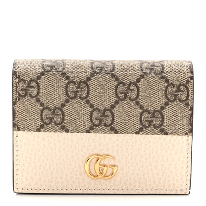 Gucci Dollar Calfskin GG Supreme Monogram GG Marmont Card Case Mystic White Beige Ebony 1 of 8