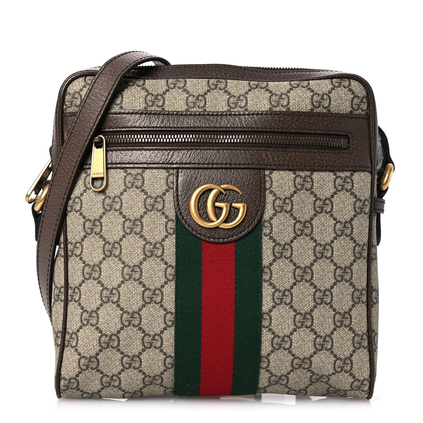 GG Supreme Monogram Web Small Ophidia Messenger Bag Brown