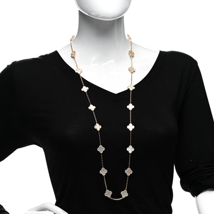 Van Cleef & Arpels 18K Yellow Gold Mother of Pearl 20 Motifs Vintage Alhambra Necklace 2 of 5