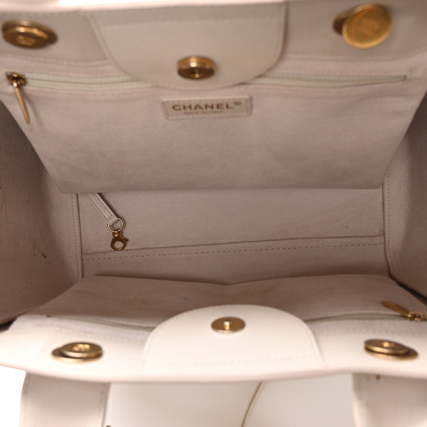Chanel Caviar Small Studded Deauville Tote Ivory 5 of 10