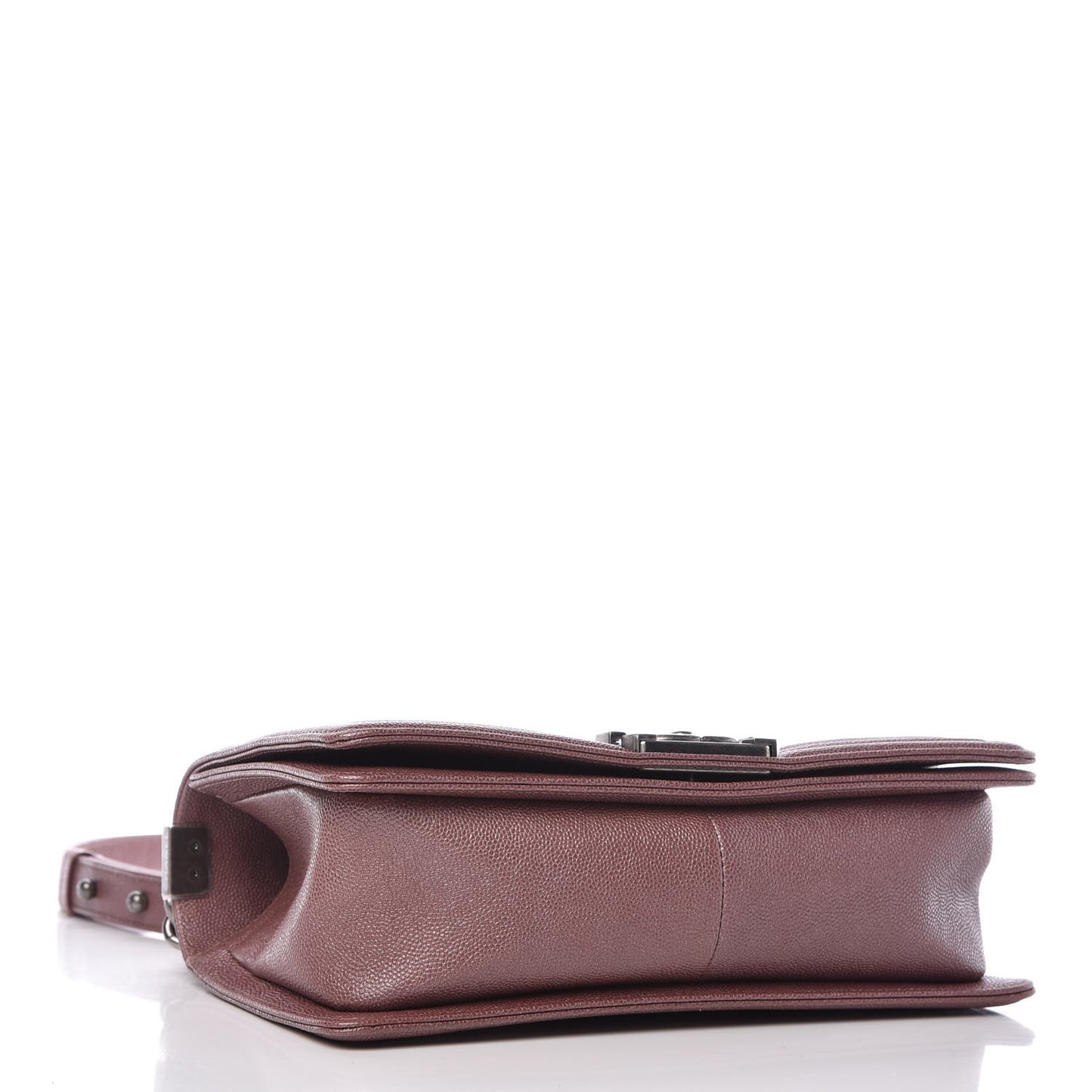 Metallic Caviar Chevron Quilted Medium Boy Flap Dark Pink