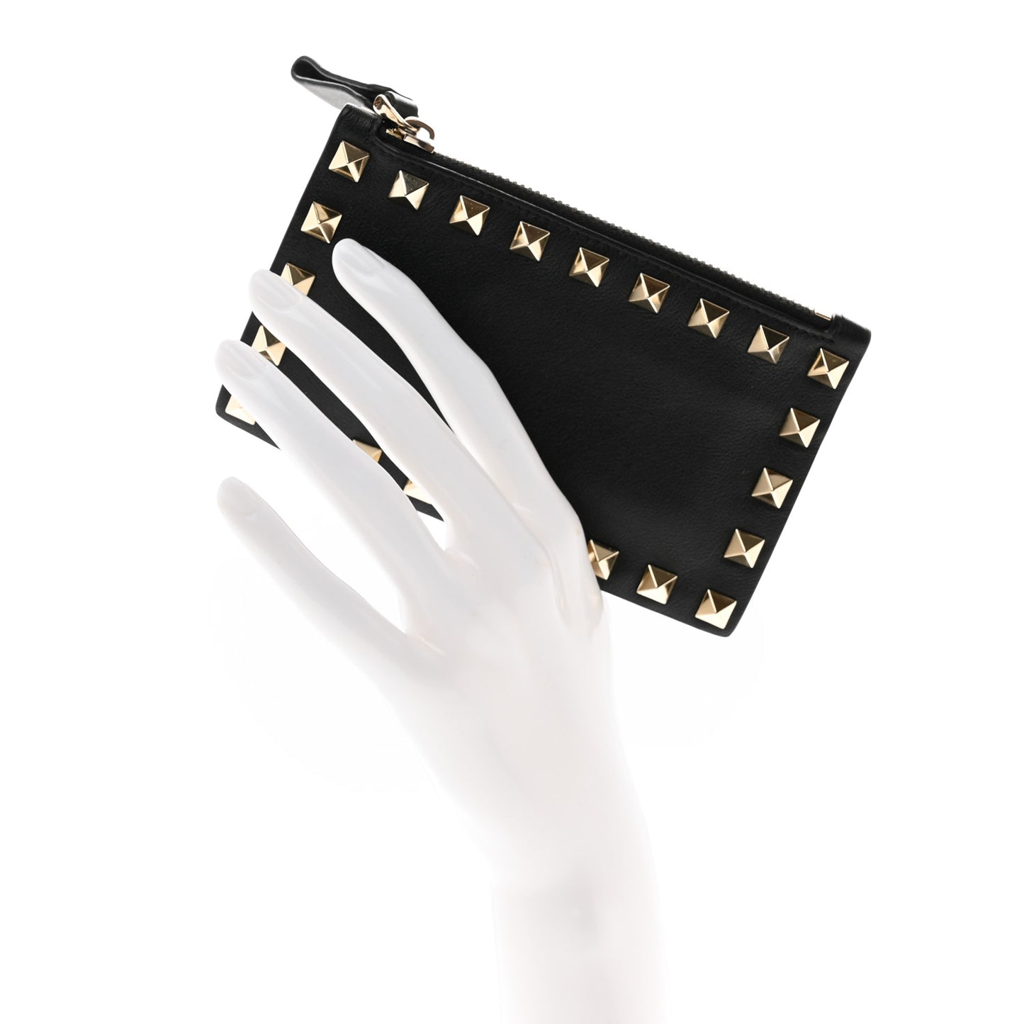 Vitello Rockstud Coin Case Card Holder Black
