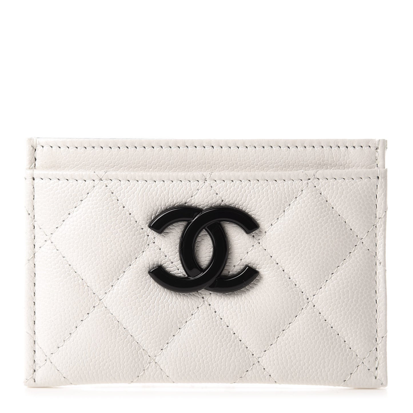 Caviar Quilted My Everything Card Holder White Black