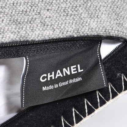 Chanel Merino Wool Cashmere CC Pillow Black Beige 4 of 5