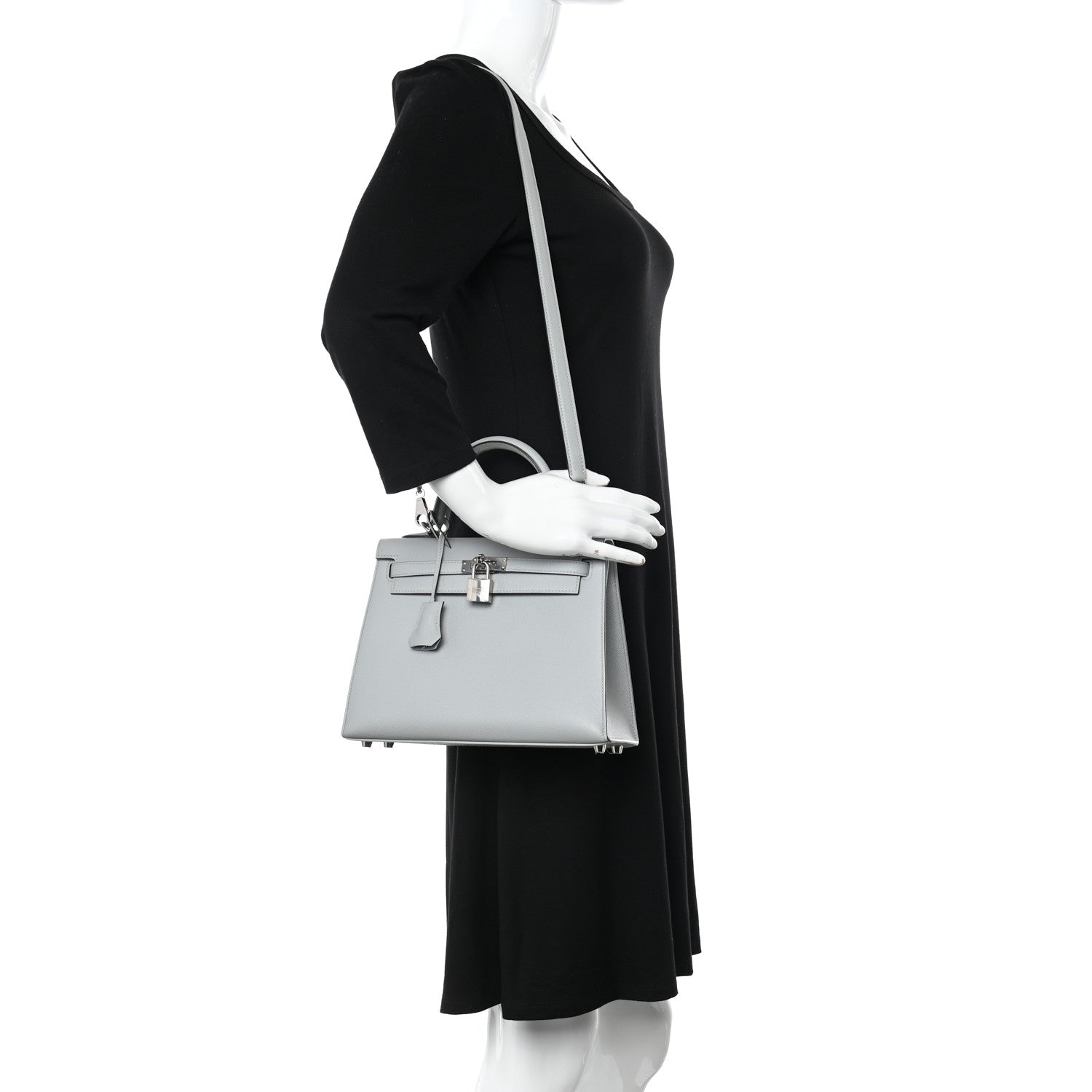 Hermes Epsom Kelly Sellier 25 Bleu Glacier 3 of 11