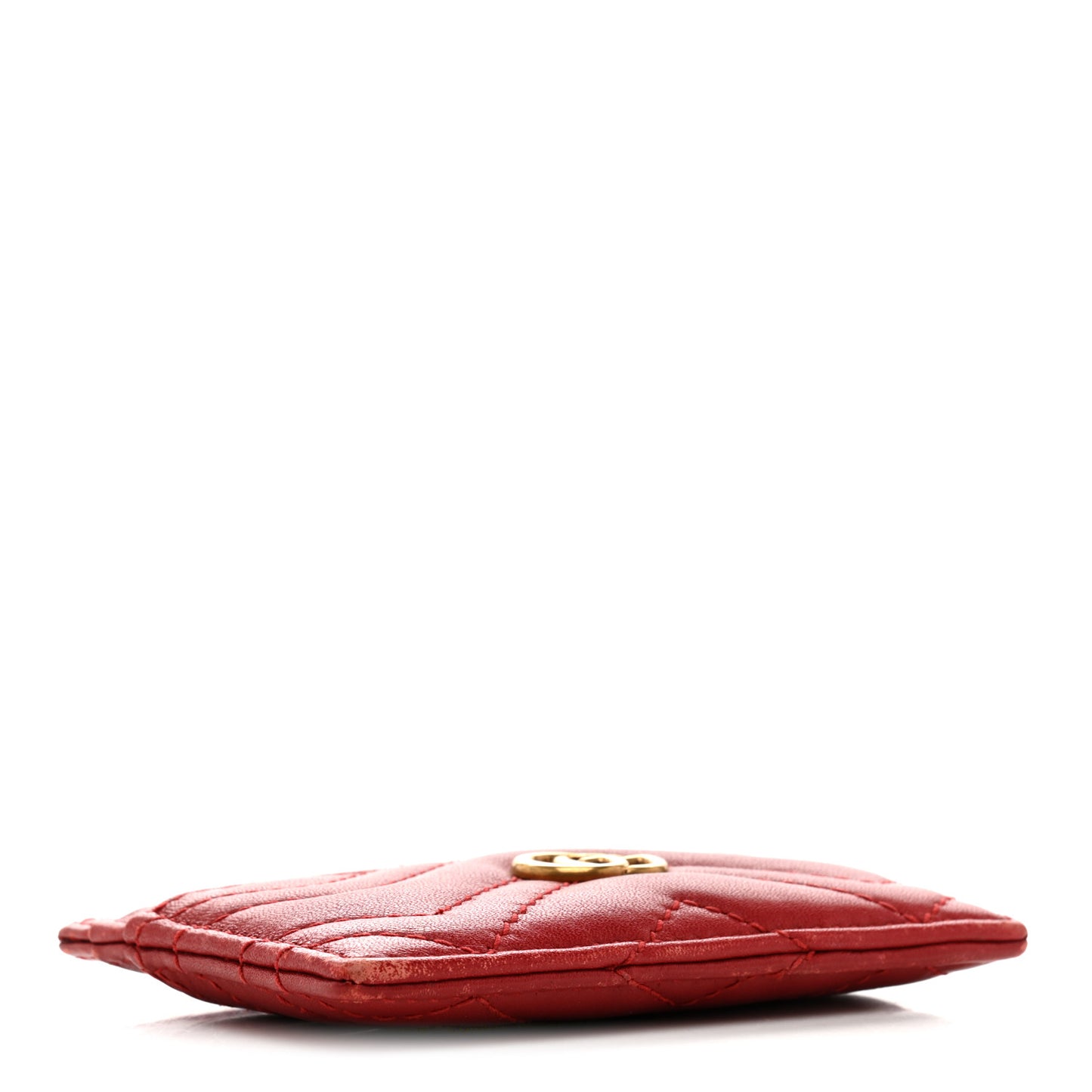 Calfskin Matelasse GG Marmont Card Holder Hibiscus Red
