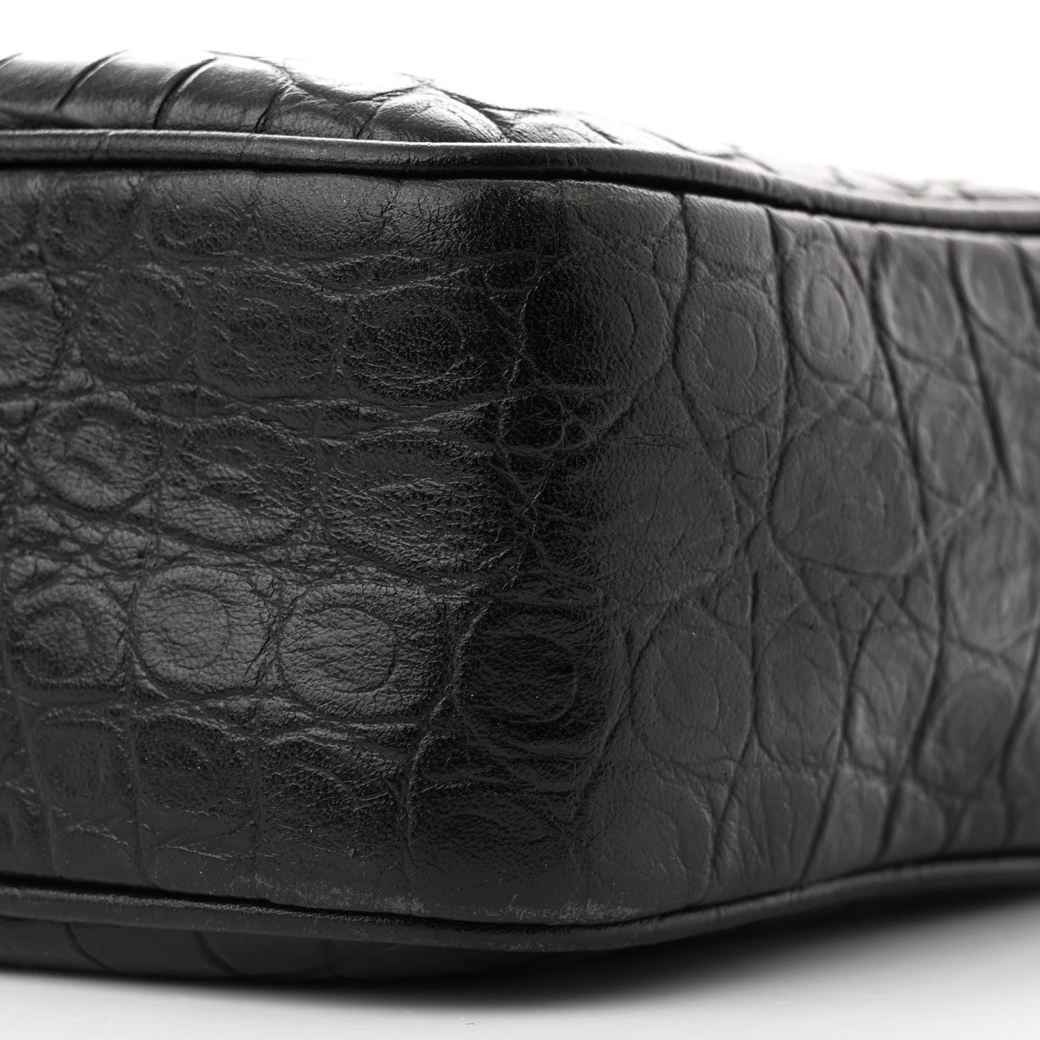 Saint Laurent Calfskin Crocodile Embossed Monogram Lou Camera Bag Black 10 of 10