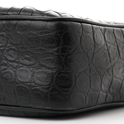 Saint Laurent Calfskin Crocodile Embossed Monogram Lou Camera Bag Black 10 of 10