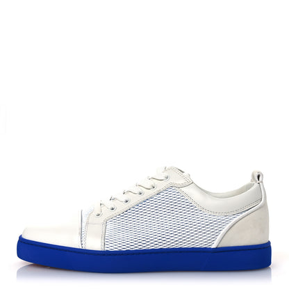 Christian Louboutin Calfskin Mens Louis Junior Orlato Flat Sneakers 43.5 White Blue 1 of 11
