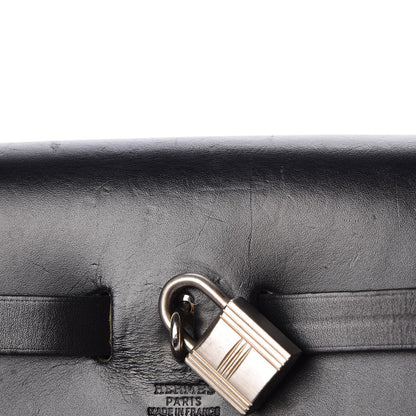 Hermes Toile Vache Calfskin Herbag 30 PM Black Natural 19 of 29