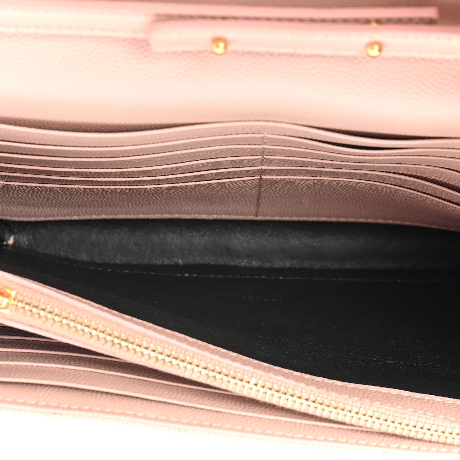 Saint Laurent Grain De Poudre Matelasse Chevron Monogram Chain Wallet Pale Pink 7 of 18
