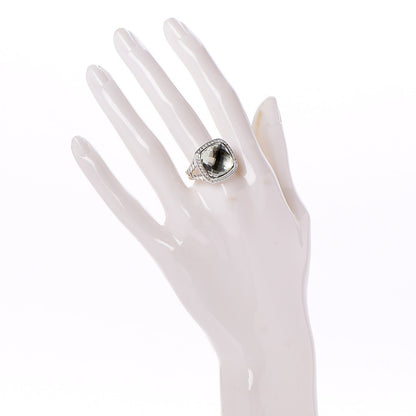 David Yurman Sterling Silver Diamond Prasiolite 14mm Albion Ring 54 7 2 of 5