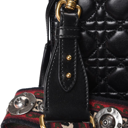 Christian Dior Lambskin Cannage Large Dioraddict Flap Bohemian Strap Black 10 of 23