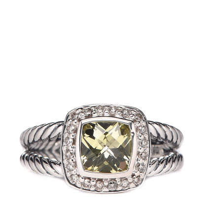 David Yurman Sterling Silver Diamond Lemon Quartz 7mm Petite Albion Ring 52 6 1 of 5