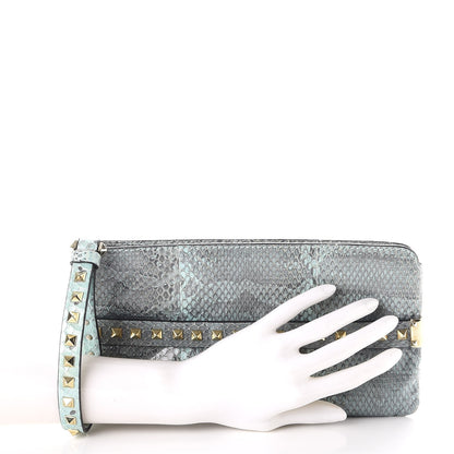 Valentino Garavani Python Rockstud Clutch Blue 2 of 8