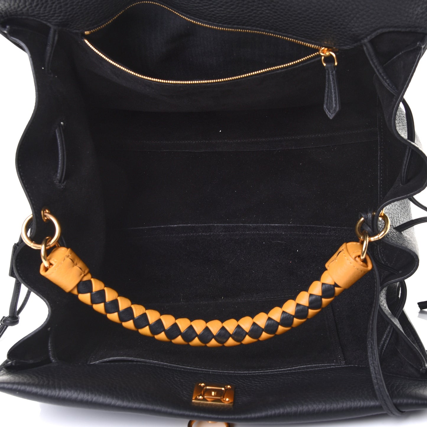 Heavy Grain Iris Tote Black Deep Amber