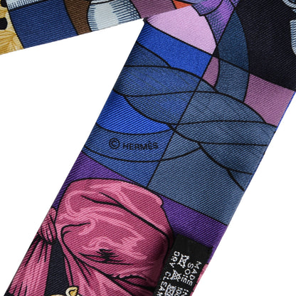 Hermes Silk Cavalleria D'Etriers Twilly Violet Bleu Rose 4 of 4