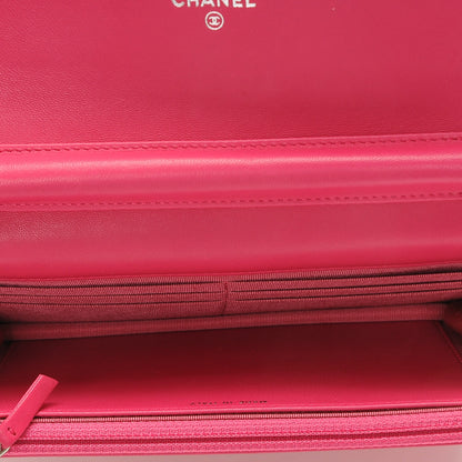Chanel Lambskin Quilted Wallet On Chain WOC Dark Pink 5 of 8
