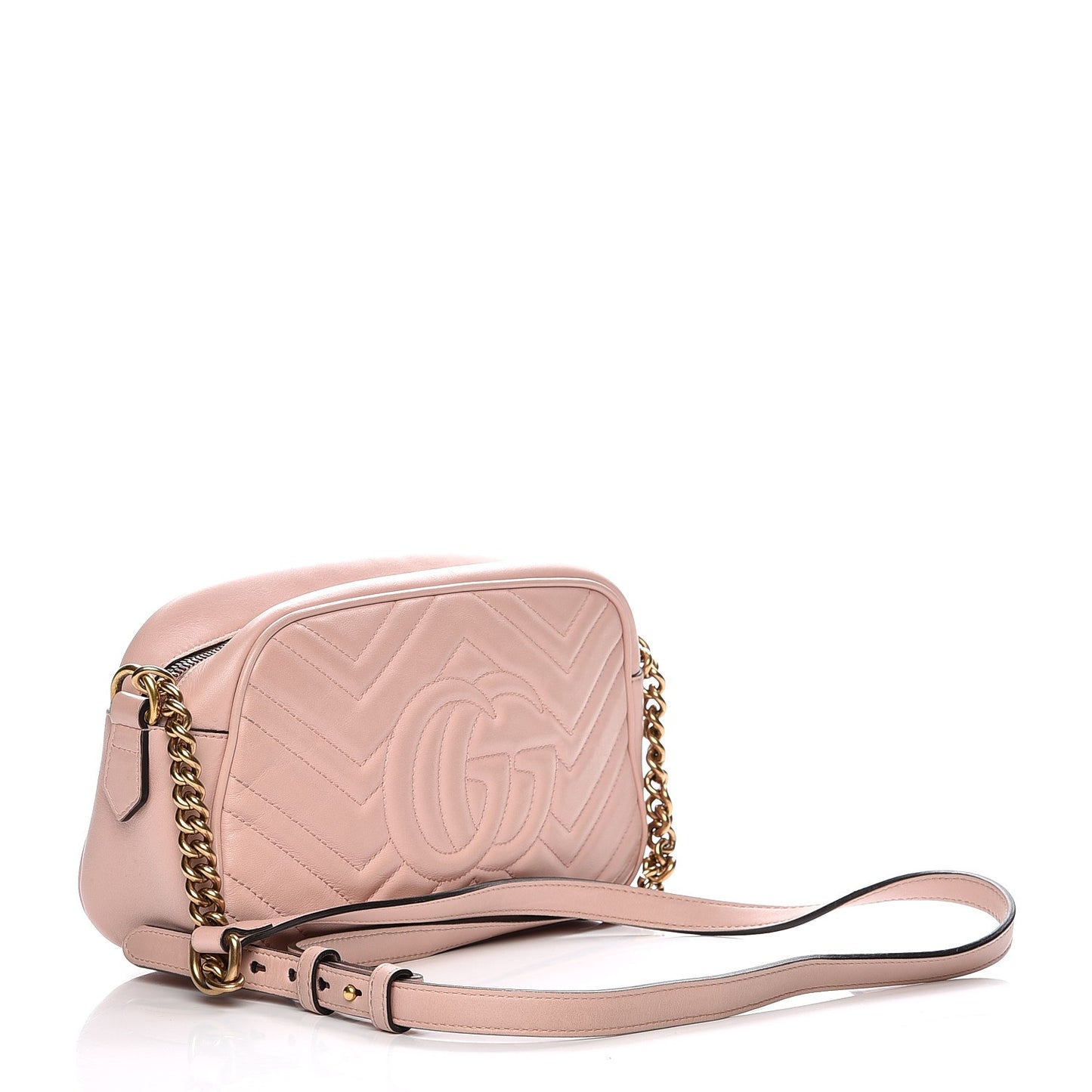 Calfskin Matelasse Small GG Marmont Chain Shoulder Bag Perfect Pink