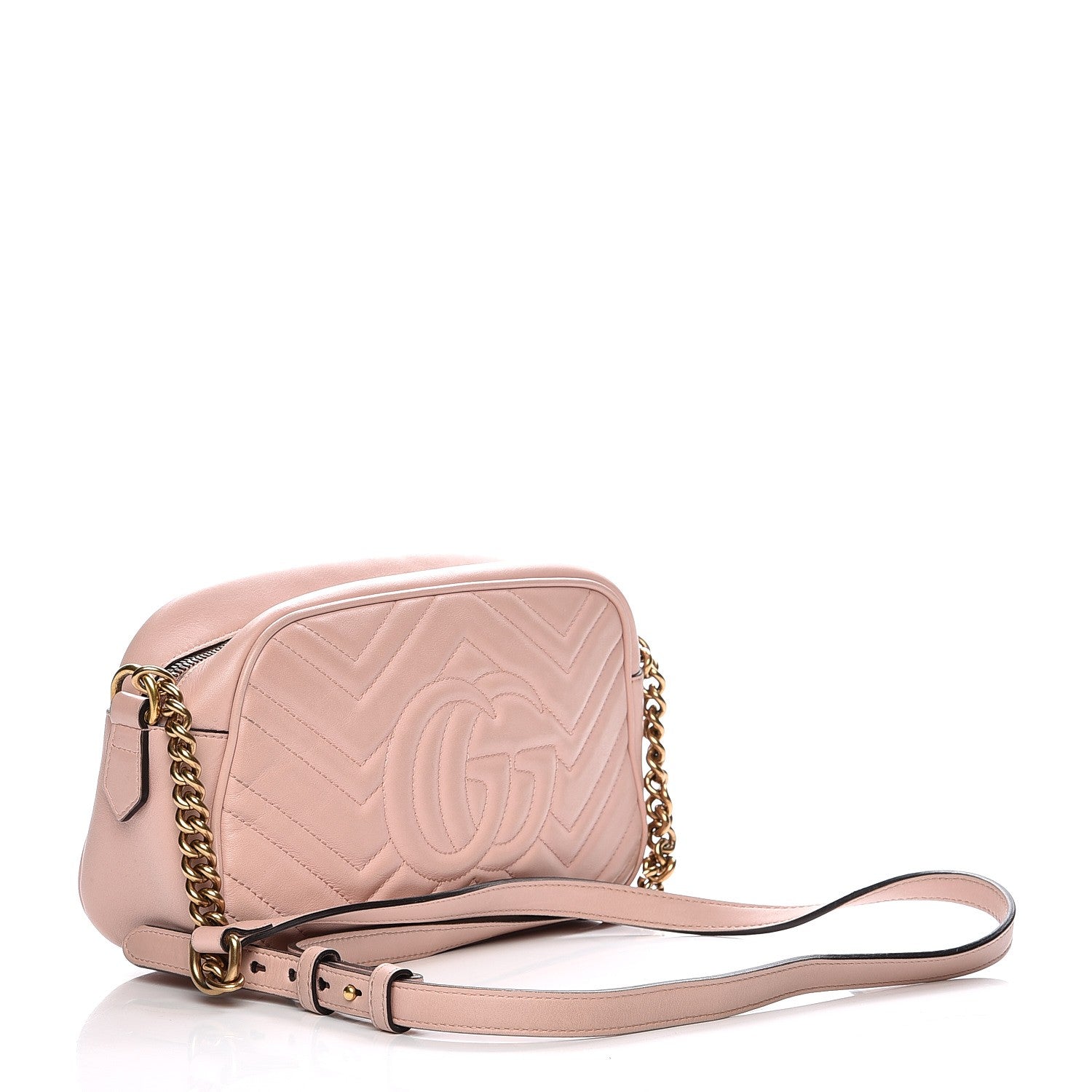 Gucci Calfskin Matelasse Small GG Marmont Chain Shoulder Bag Perfect Pink 3 of 15