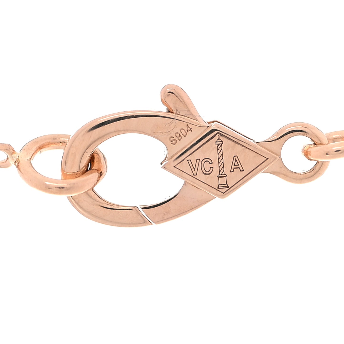 18K Rose Gold Gray Mother of Pearl Vintage Alhambra Pendant Necklace